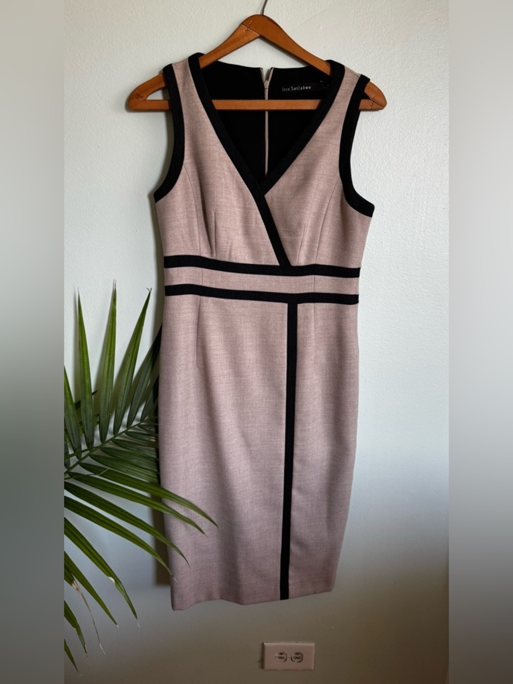 Iris Setlakwe Blush Midi Dress with Black Trim
